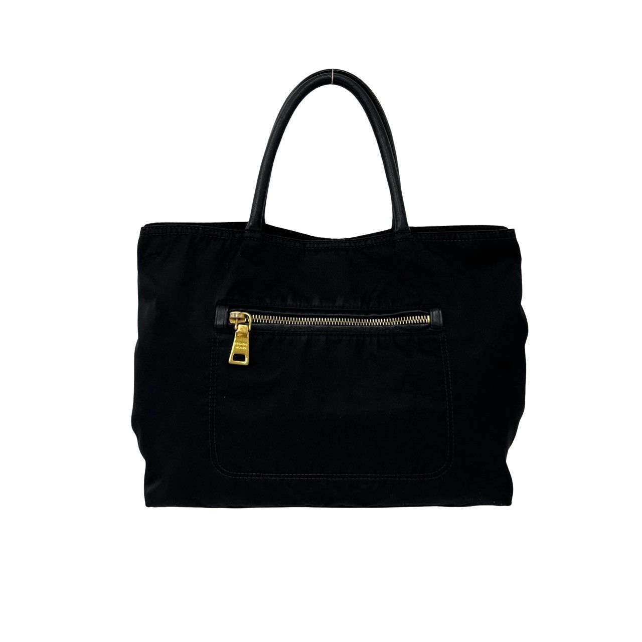 Prada Triangle Logo Nylon Leather 2-Way Mini Tote Shoulder Bag Black — view 3