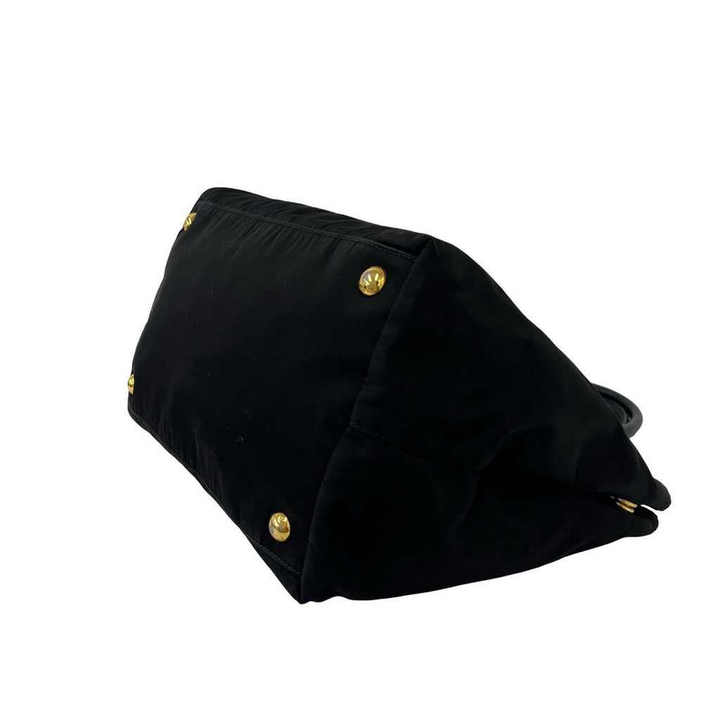 Prada Triangle Logo Nylon Leather 2-Way Mini Tote Shoulder Bag Black — view 8
