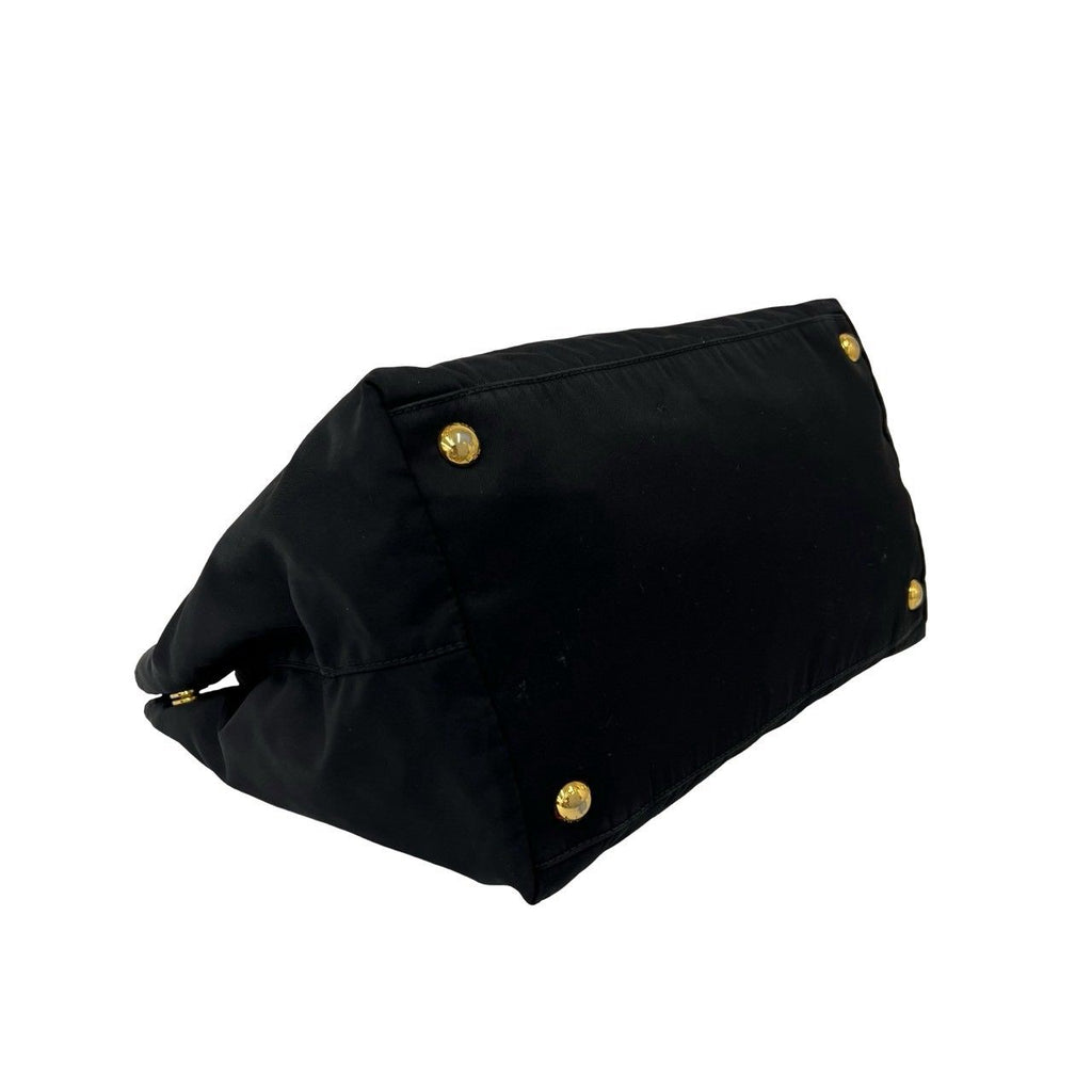 Prada Triangle Logo Nylon Leather 2-Way Mini Tote Shoulder Bag Black — view 7
