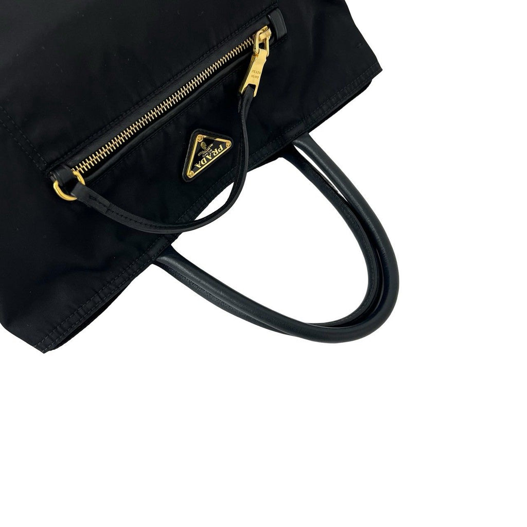Prada Triangle Logo Nylon Leather 2-Way Mini Tote Shoulder Bag Black — view 4