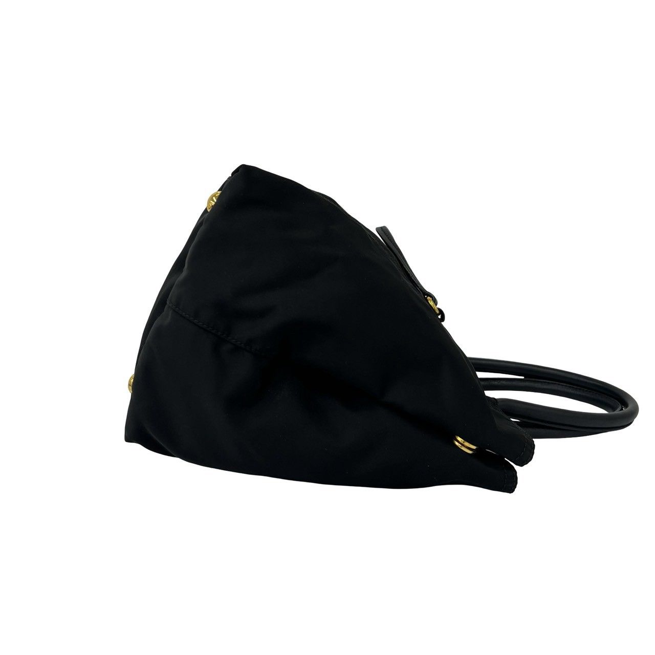 Prada Triangle Logo Nylon Leather 2-Way Mini Tote Shoulder Bag Black — view 6