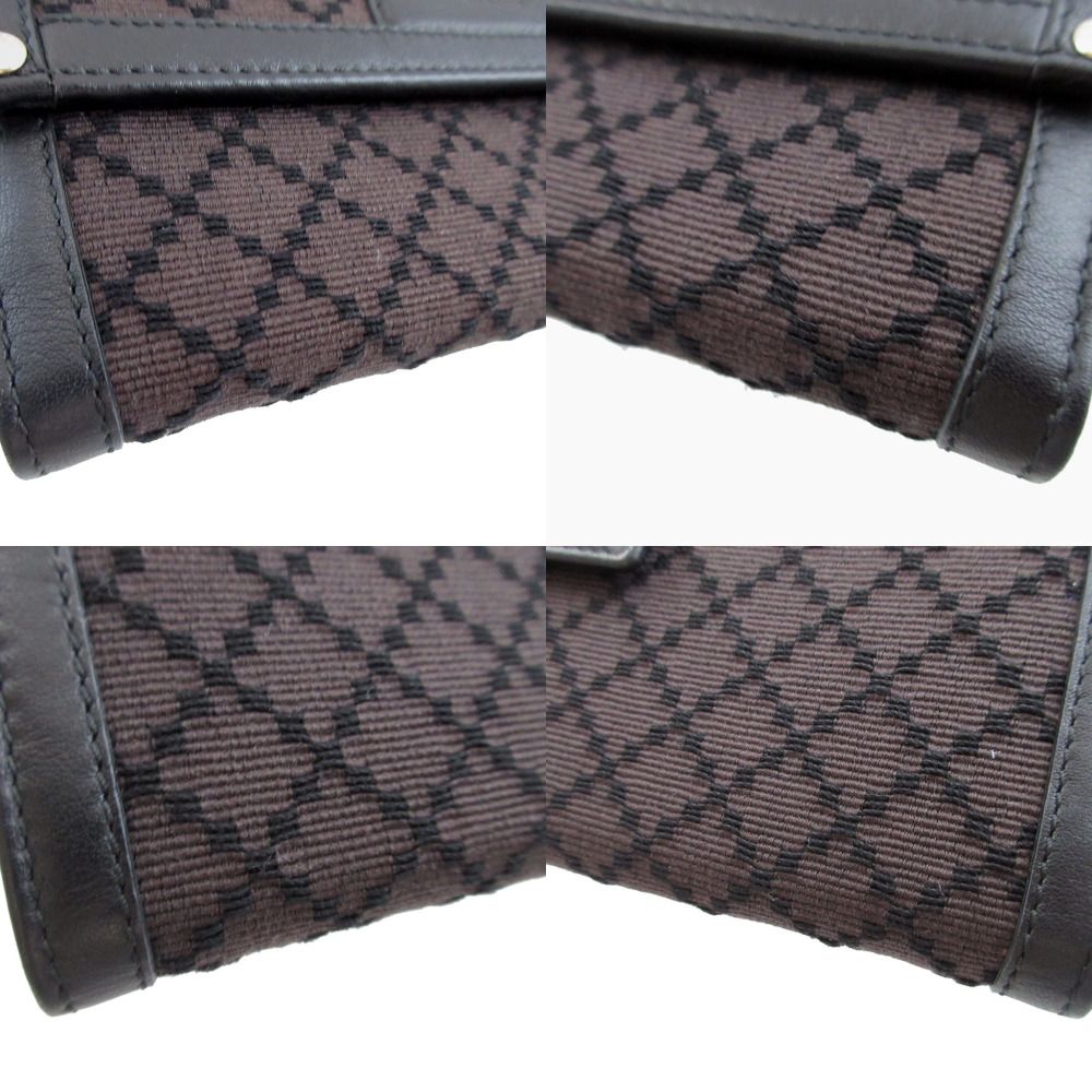 Gucci Diamante Canvas Leather Brown Black Hook Wallet — view 8