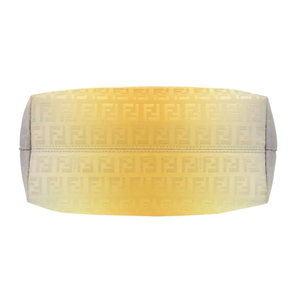 Fendi Zucchino Pattern Nylon Canvas Yellow Gray Tote Bag — view 4