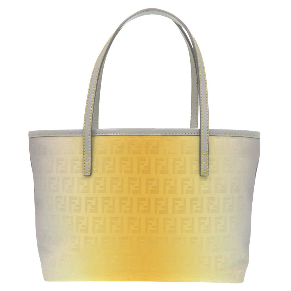 Fendi Zucchino Pattern Nylon Canvas Yellow Gray Tote Bag — view 3