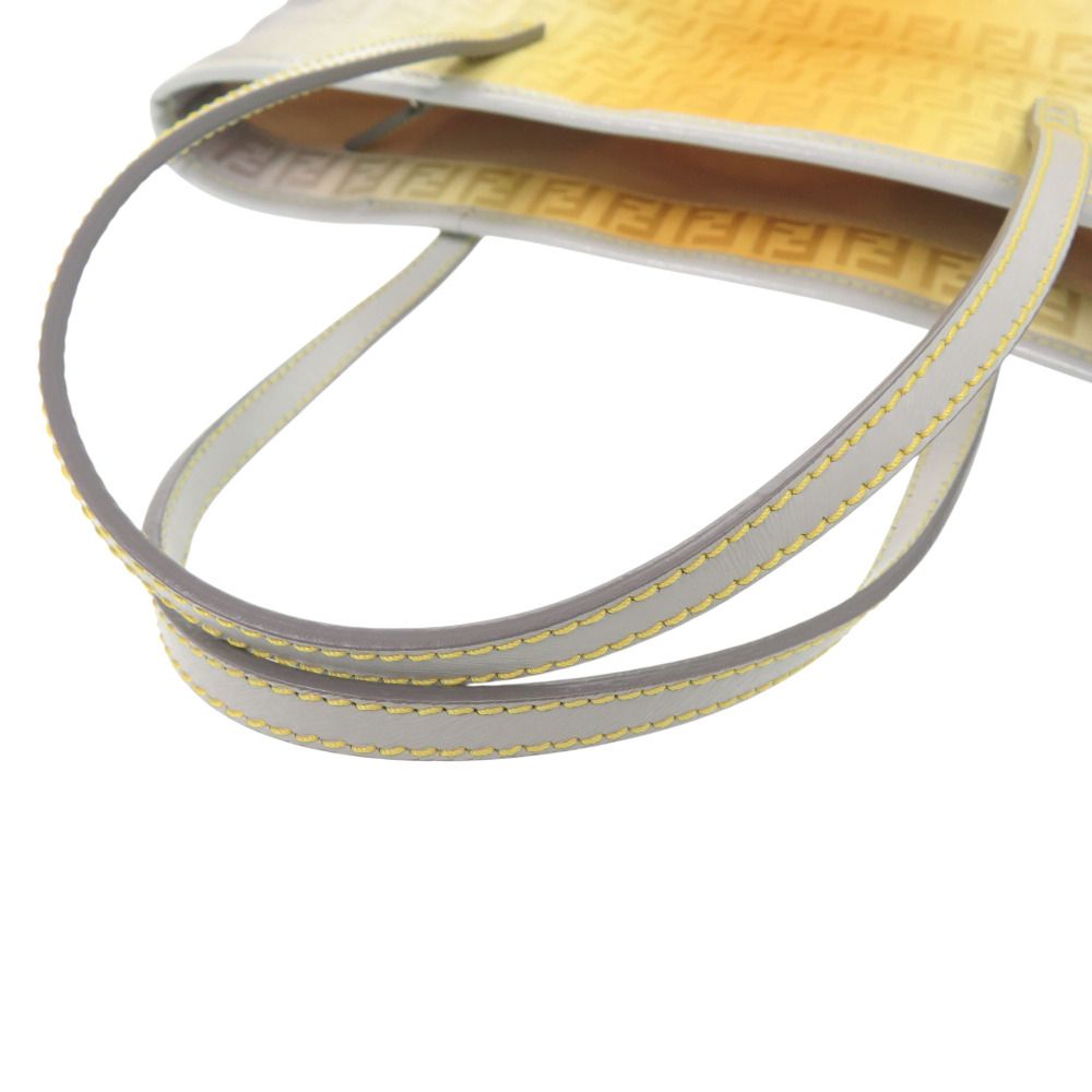 Fendi Zucchino Pattern Nylon Canvas Yellow Gray Tote Bag — view 6