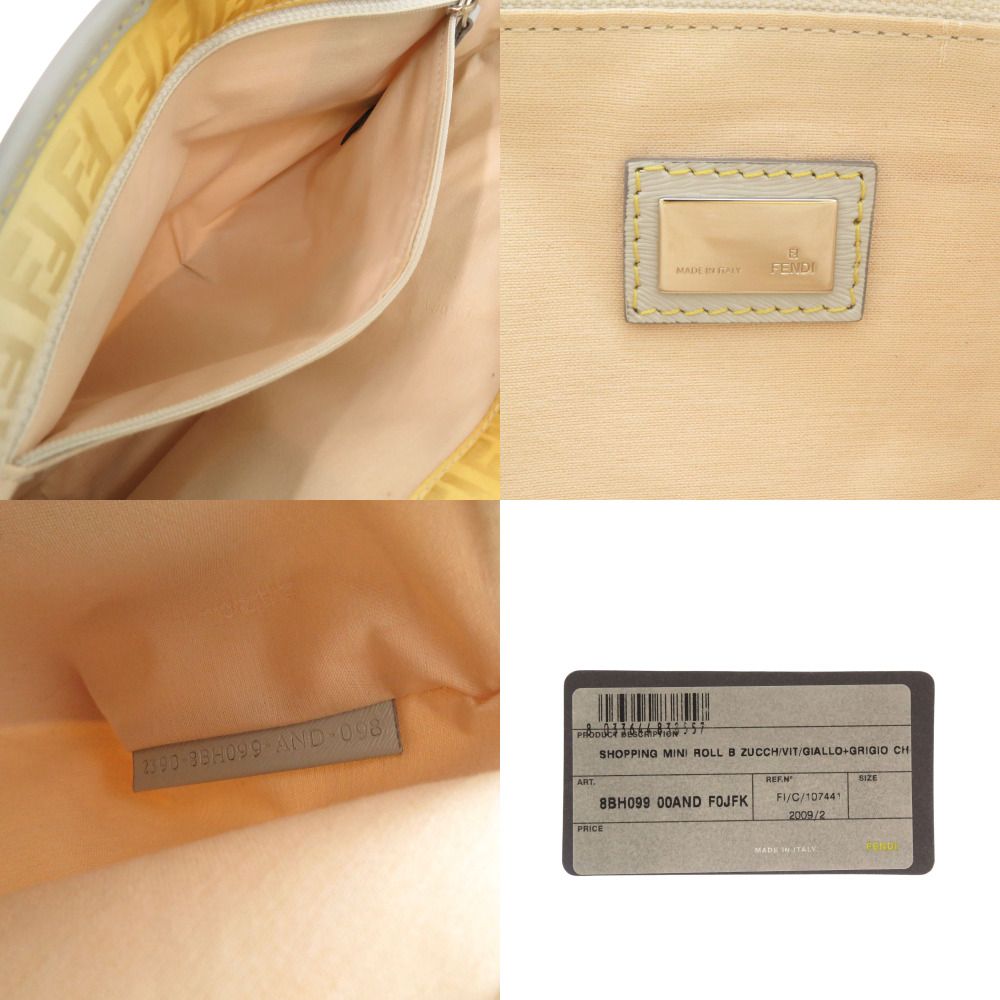 Fendi Zucchino Pattern Nylon Canvas Yellow Gray Tote Bag — view 8