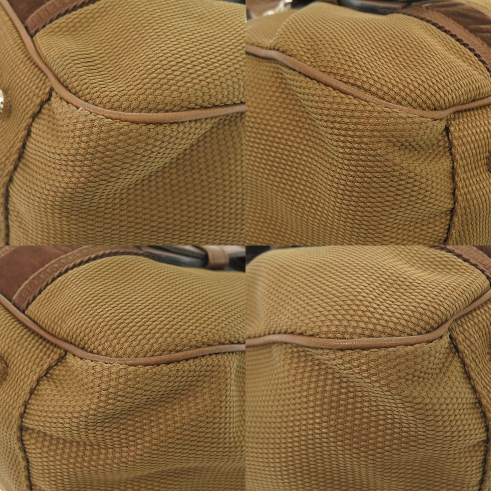 Saint Laurent Mini Boston Canvas Brown Handbag — view 4