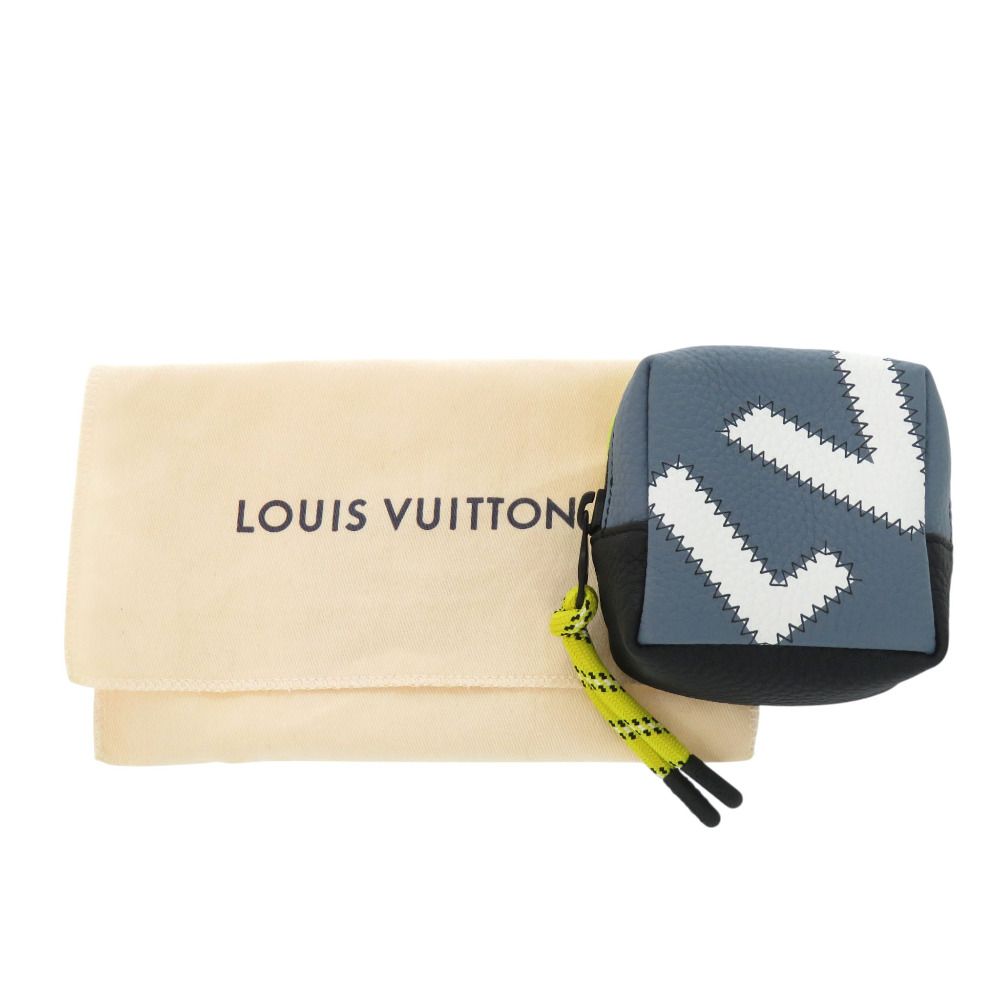 Louis Vuitton Square Pouch Color Blocks Taurillon Leather Blue Gray Yellow Charm — view 2