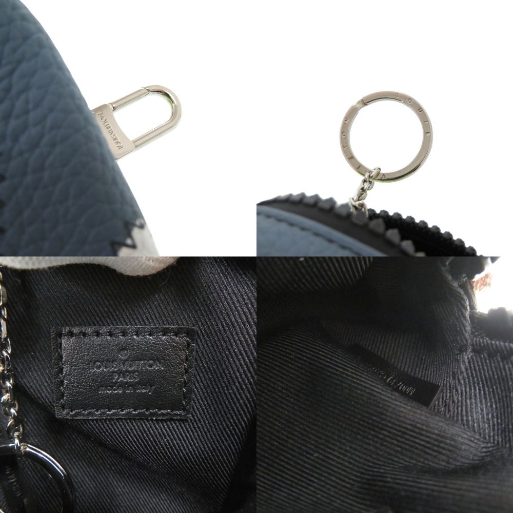 Louis Vuitton Square Pouch Color Blocks Taurillon Leather Blue Gray Yellow Charm — view 7