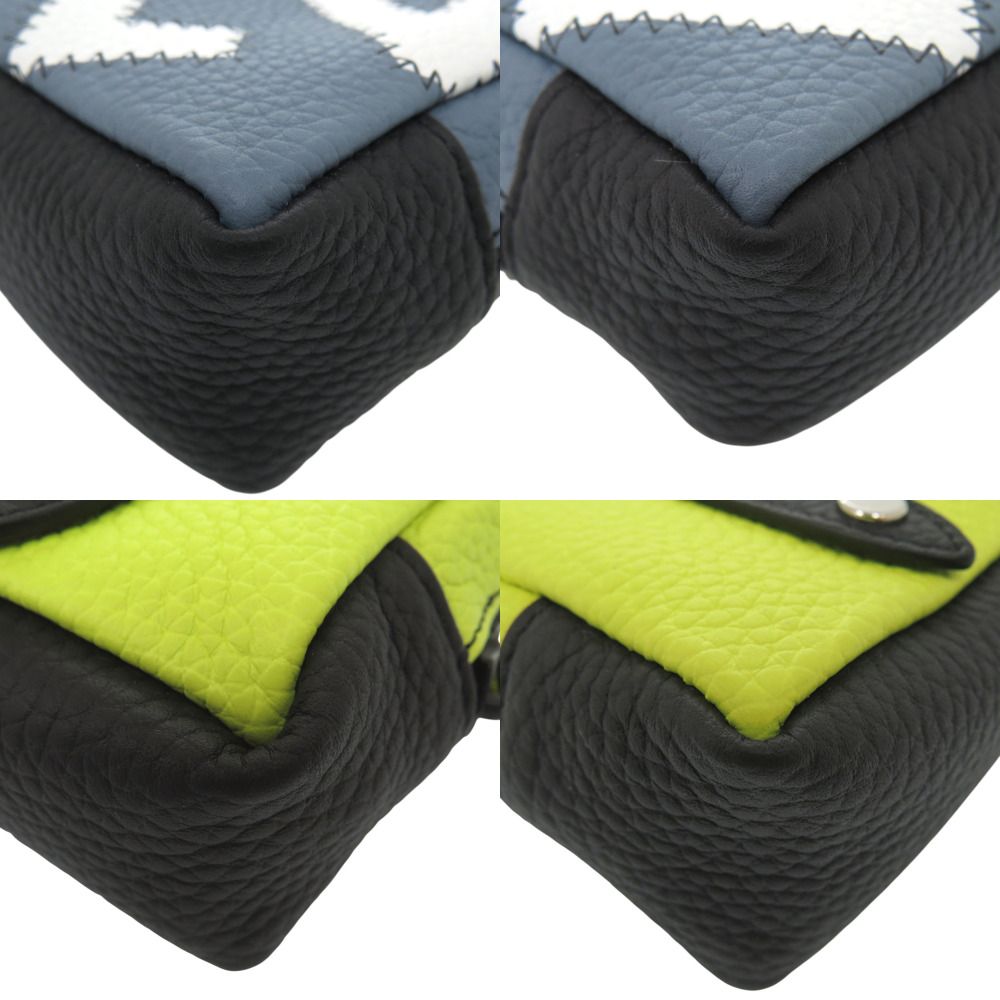 Louis Vuitton Square Pouch Color Blocks Taurillon Leather Blue Gray Yellow Charm — view 5