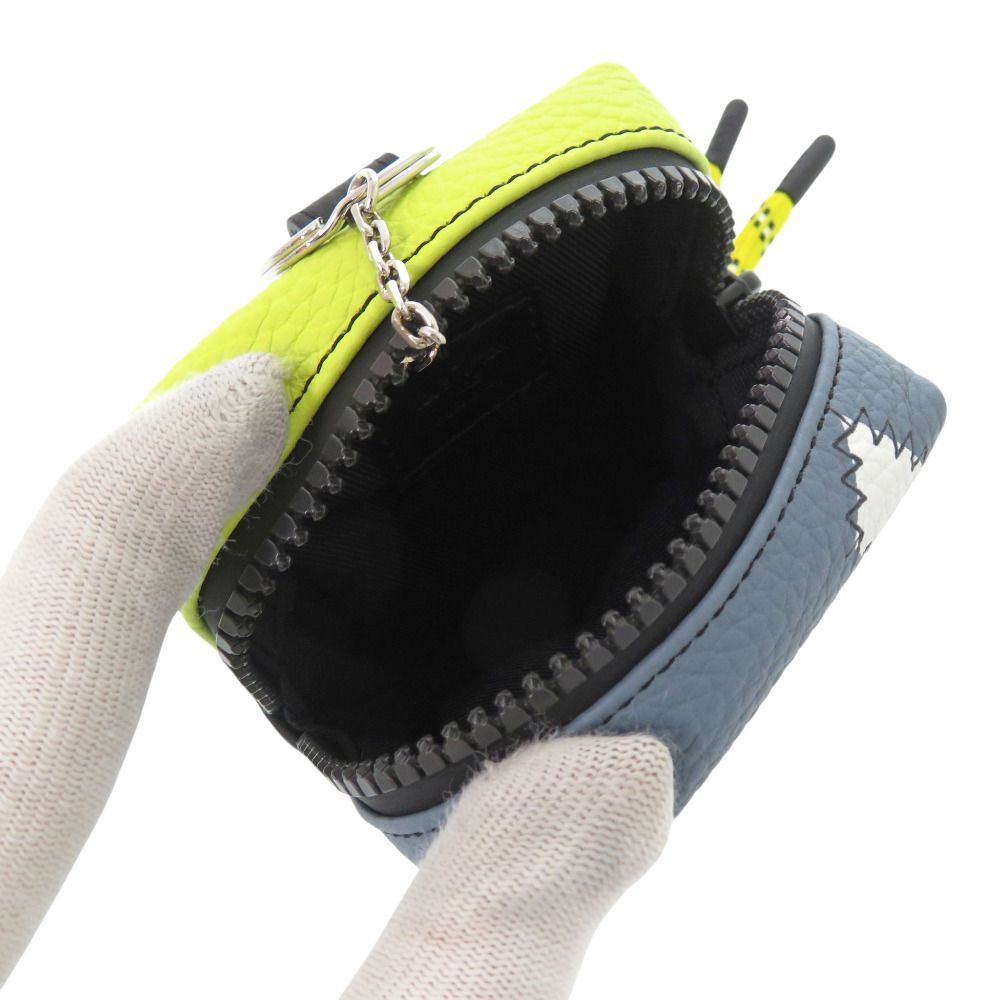 Louis Vuitton Square Pouch Color Blocks Taurillon Leather Blue Gray Yellow Charm — view 6