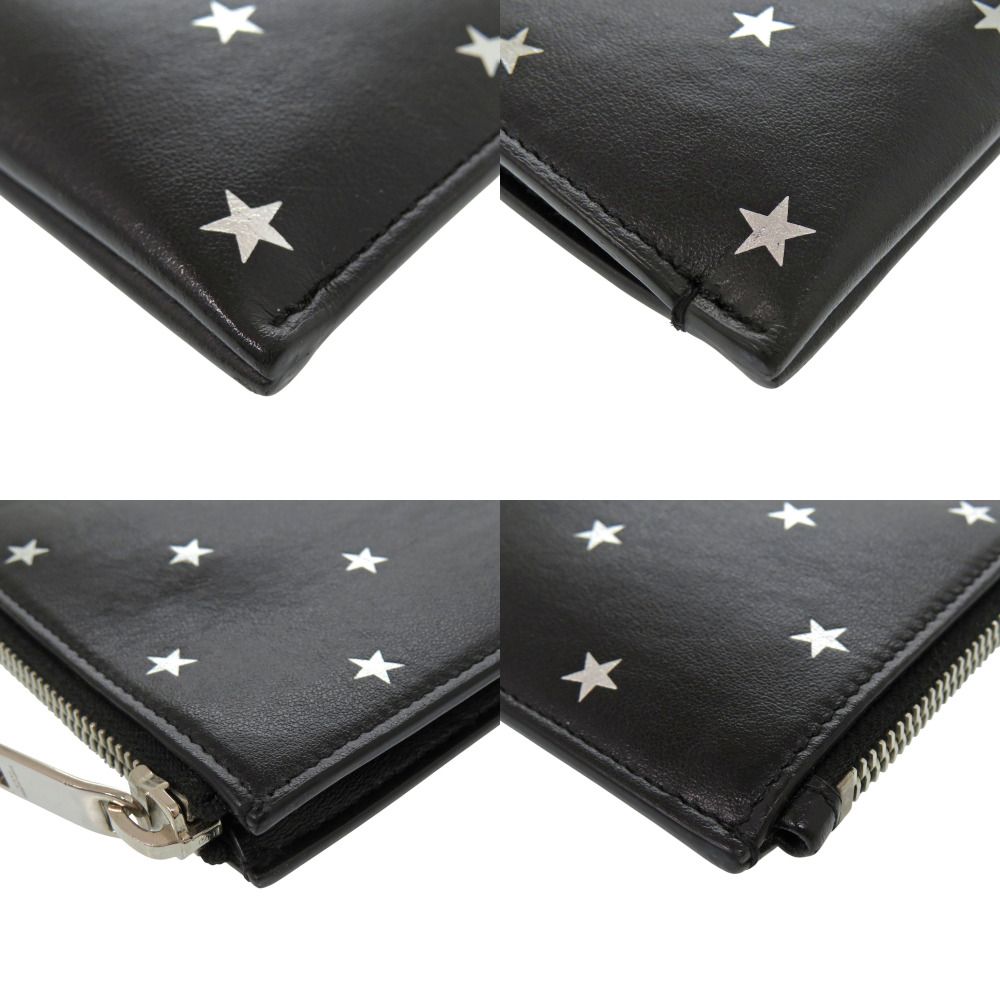 Saint Laurent Paris Leather Black Star Clutch Bag — view 4