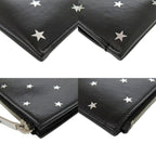 Saint Laurent Paris Leather Black Star Clutch Bag — view 4
