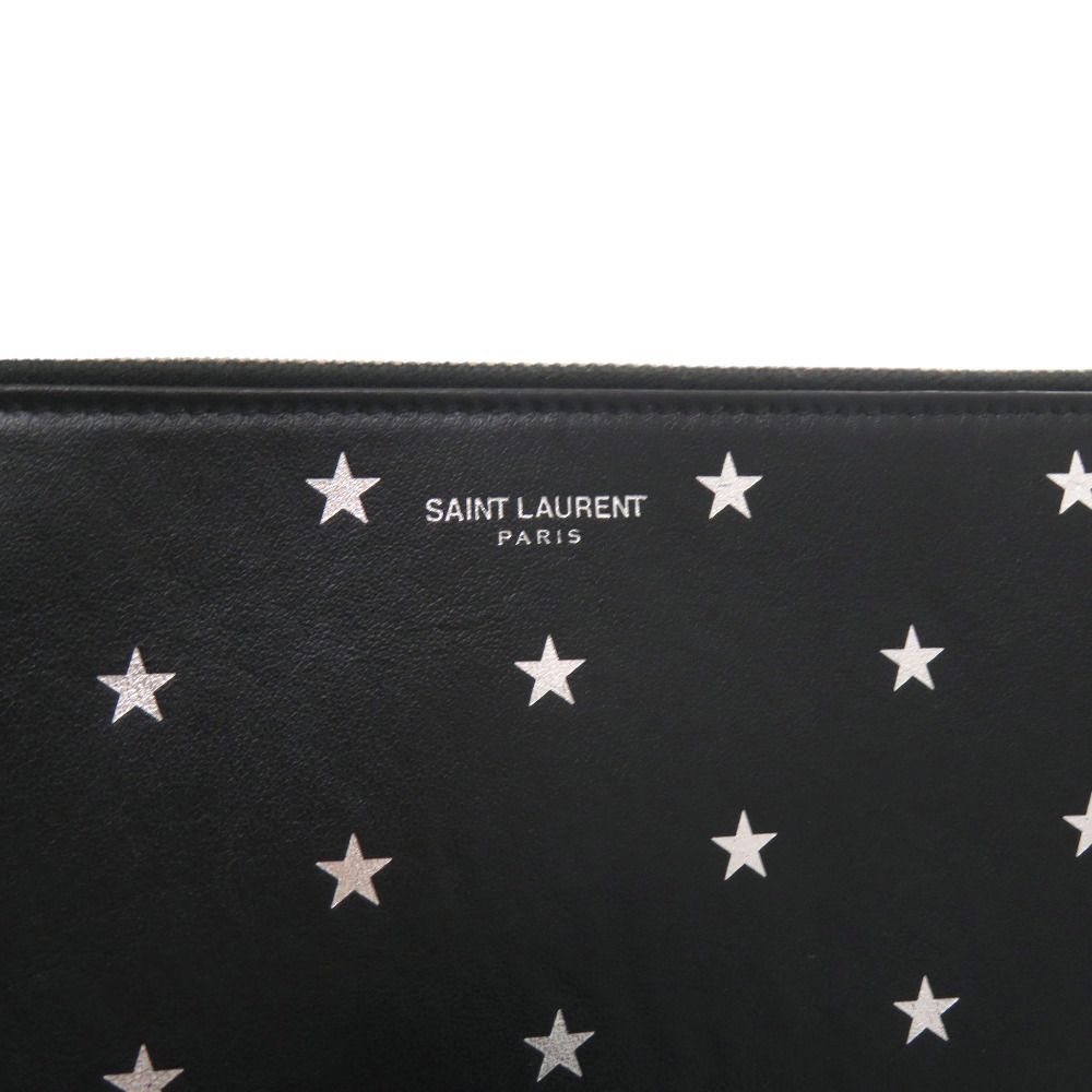 Saint Laurent Paris Leather Black Star Clutch Bag — view 5