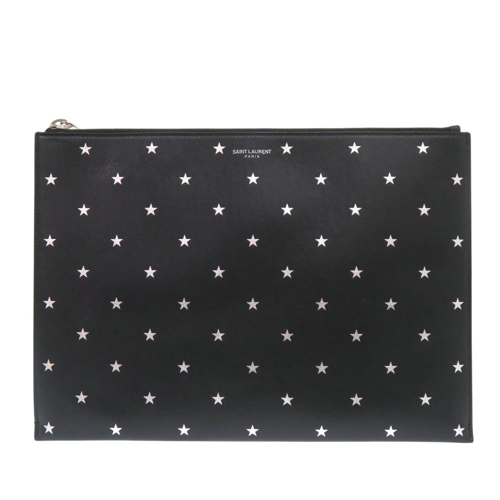 Saint Laurent Paris Leather Black Star Clutch Bag