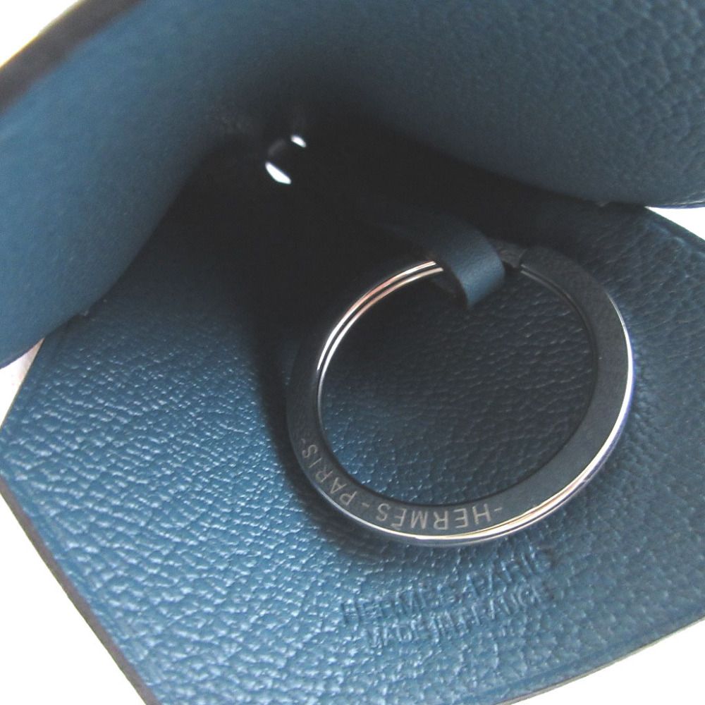 Hermes Years Veau Swift Navy Clochette with Key Ring Key Holder — view 4