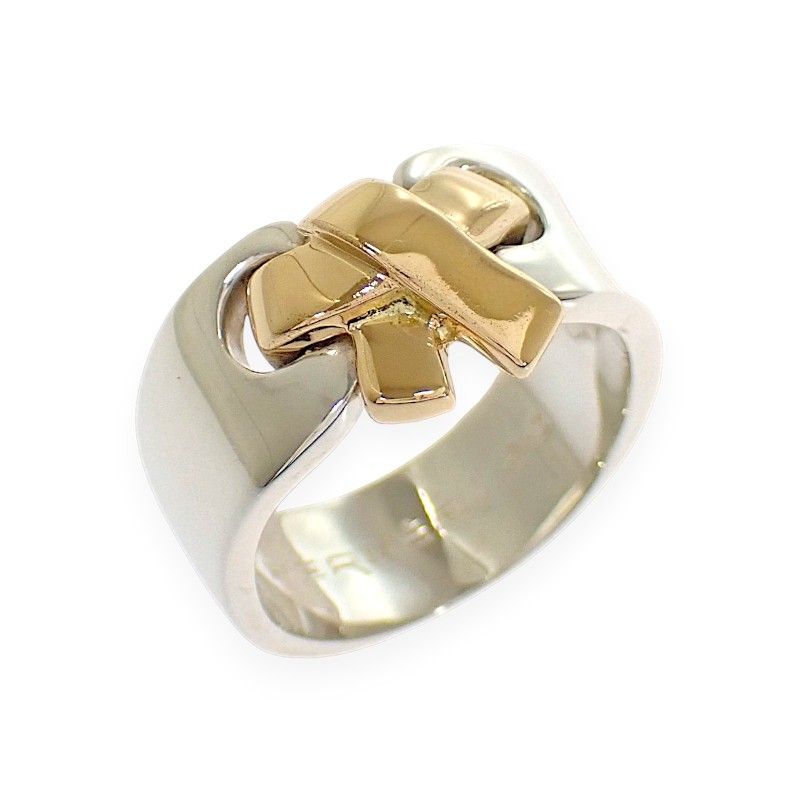 Hermes Raset Ring 52 Vintage 18k Yellow Gold 925 Sterling Silver