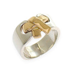 Hermes Raset Ring 52 Vintage 18k Yellow Gold 925 Sterling Silver