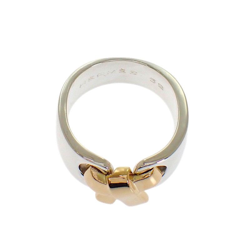 Hermes Raset Ring 52 Vintage 18k Yellow Gold 925 Sterling Silver — view 6