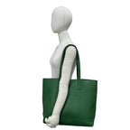 Prada Triangle Logo Leather Tote Shoulder Bag Business Green — view 2