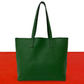 Prada Triangle Logo Leather Tote Shoulder Bag Business Green