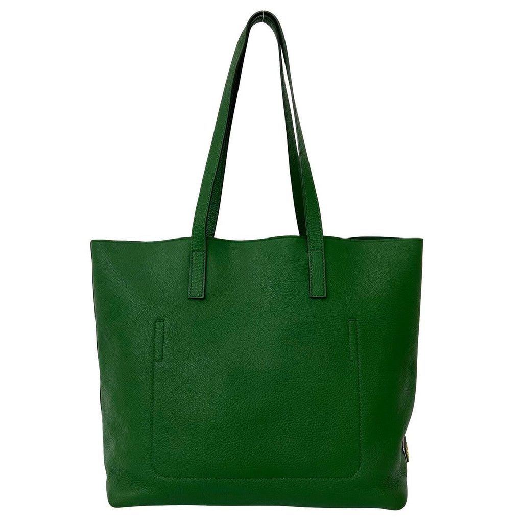 Prada Triangle Logo Leather Tote Shoulder Bag Business Green — view 3