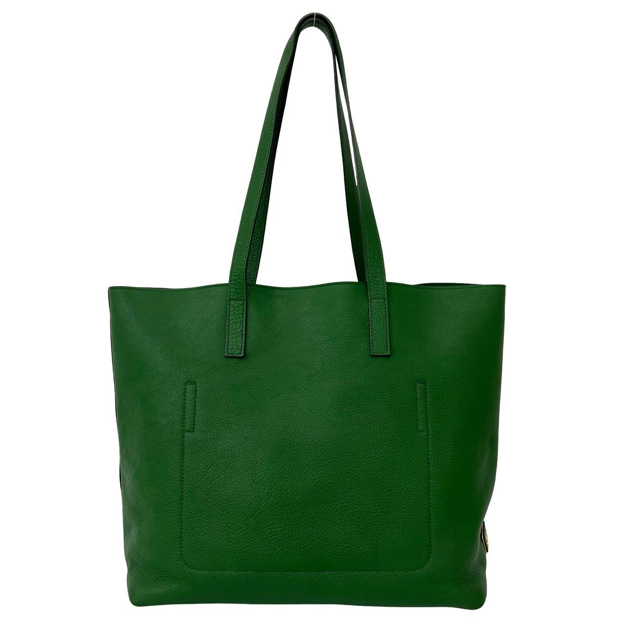 Prada Triangle Logo Leather Tote Shoulder Bag Business Green — view 3