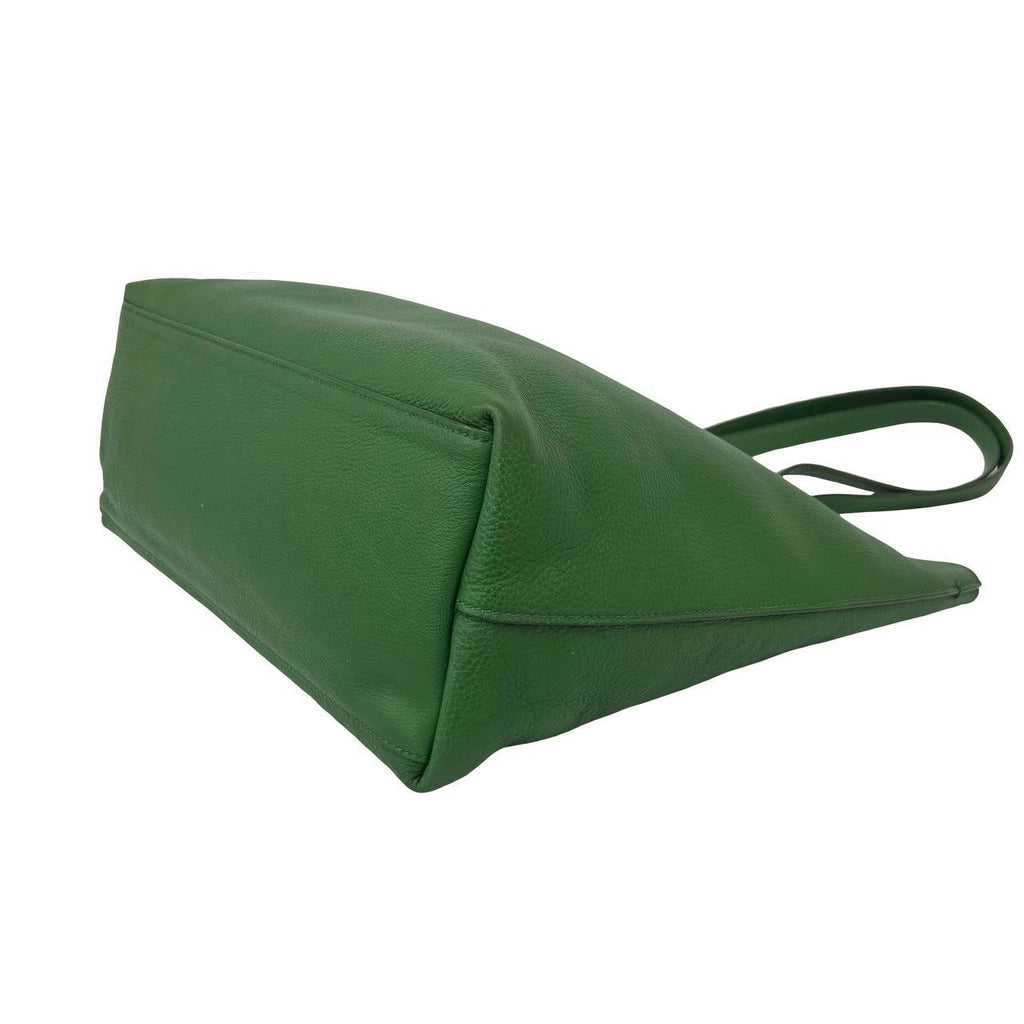 Prada Triangle Logo Leather Tote Shoulder Bag Business Green — view 8