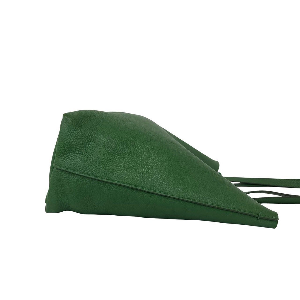Prada Triangle Logo Leather Tote Shoulder Bag Business Green — view 6
