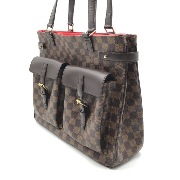 Louis Vuitton Damier Ebene Line Uzes Leather Tote Shoulder Bag Brown — view 2