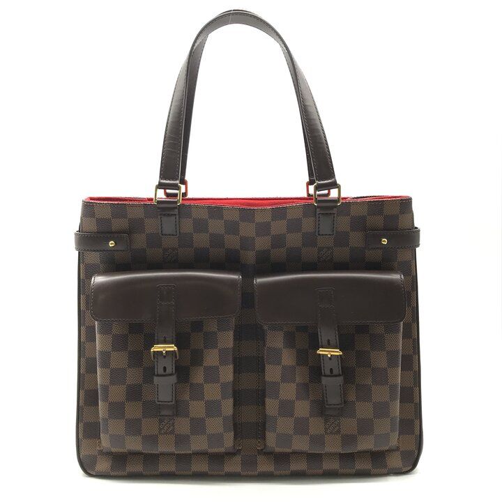 Louis Vuitton Damier Ebene Line Uzes Leather Tote Shoulder Bag Brown