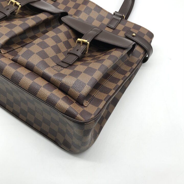 Louis Vuitton Damier Ebene Line Uzes Leather Tote Shoulder Bag Brown — view 6