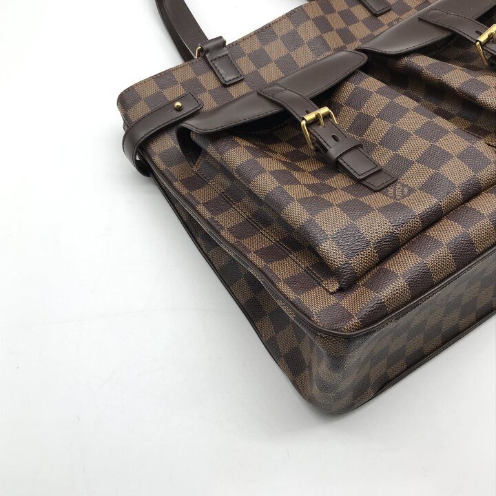 Louis Vuitton Damier Ebene Line Uzes Leather Tote Shoulder Bag Brown — view 5