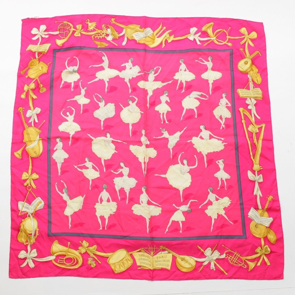 Hermes Carre 90 Silk la Danse Ballerina Scarf Pink