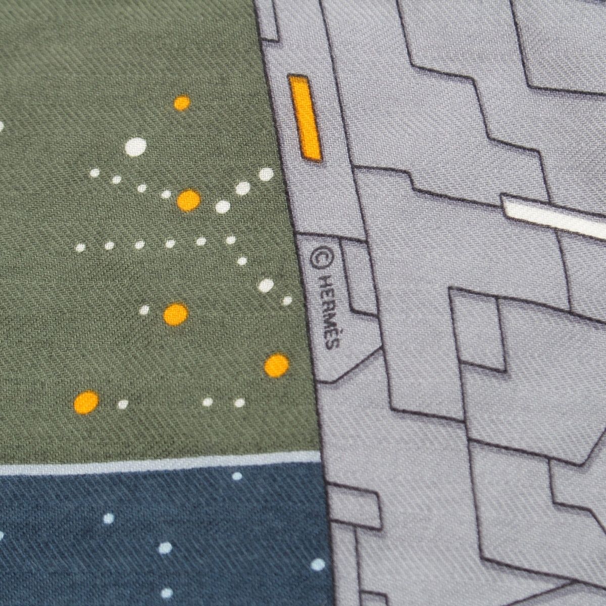 Hermes Losange Cashmere Silk Odyssey Spaceship Diamond Large Shawl Navy — view 7