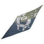 Hermes Losange Cashmere Silk Odyssey Spaceship Diamond Large Shawl Navy