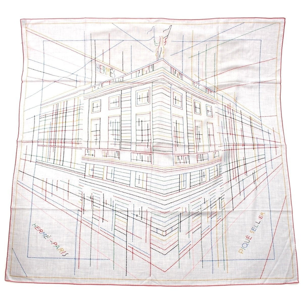 Hermes Cashmere Silk Carre Geant Pique Sellier Series Scarf Multicolor