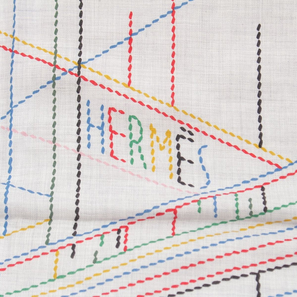 Hermes Cashmere Silk Carre Geant Pique Sellier Series Scarf Multicolor — view 7