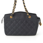 Chanel Quilted Satin Chain Shoulder Bag Black — view 5