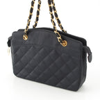 Chanel Quilted Satin Chain Shoulder Bag Black — view 3