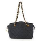 Chanel Quilted Satin Chain Shoulder Bag Black