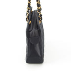 Chanel Quilted Satin Chain Shoulder Bag Black — view 4