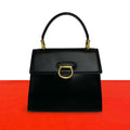 Celine Vintage Gancini Logo Leather Handbag Mini Tote Black