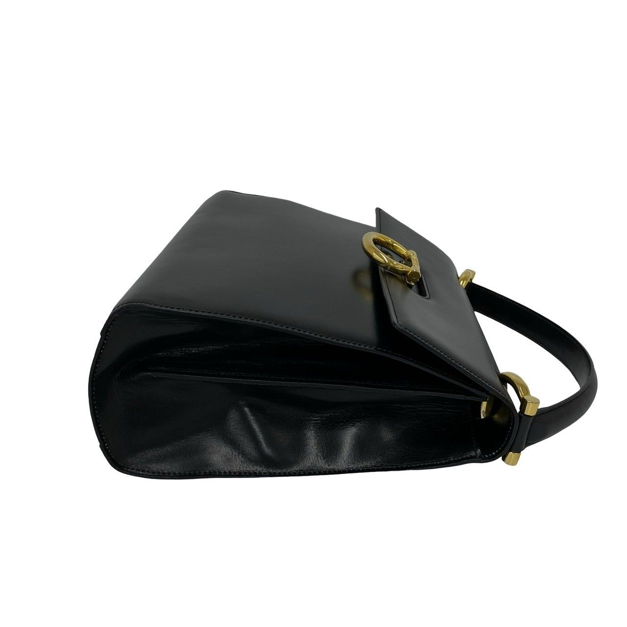 Celine Vintage Gancini Logo Leather Handbag Mini Tote Black — view 6