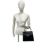 Celine Vintage Gancini Logo Leather Handbag Mini Tote Black — view 2