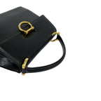 Celine Vintage Gancini Logo Leather Handbag Mini Tote Black — view 4
