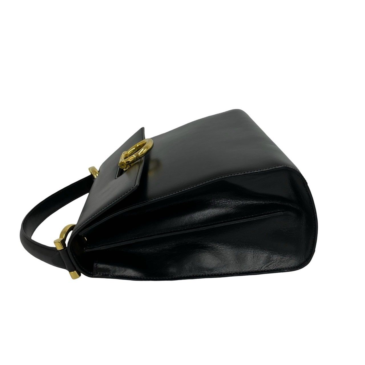 Celine Vintage Gancini Logo Leather Handbag Mini Tote Black — view 5