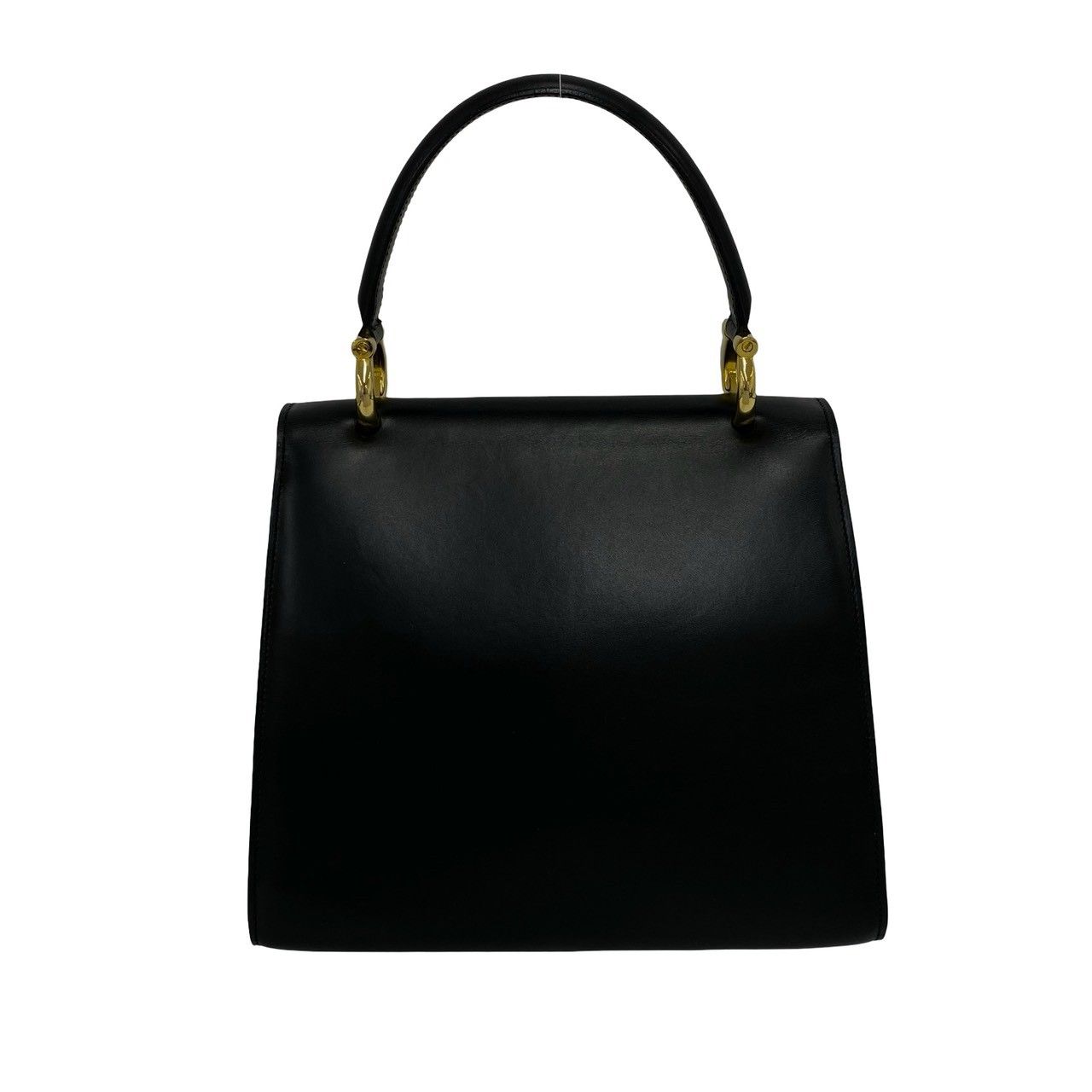 Celine Vintage Gancini Logo Leather Handbag Mini Tote Black — view 3