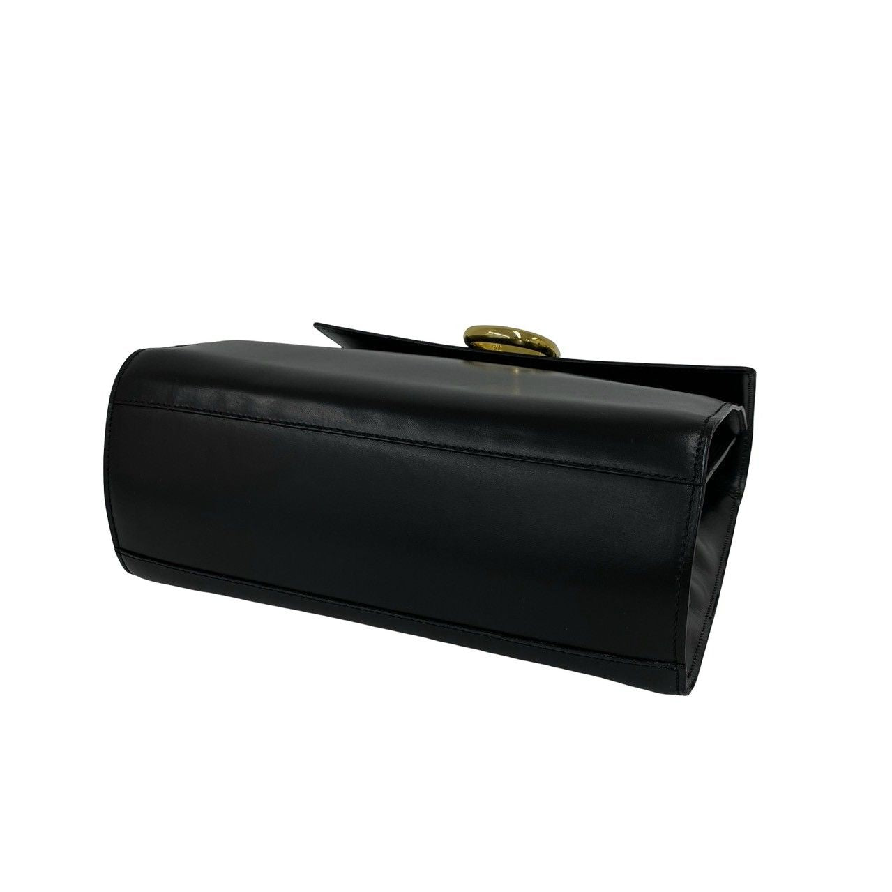 Celine Vintage Gancini Logo Leather Handbag Mini Tote Black — view 8