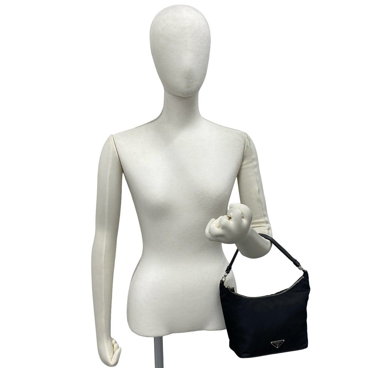 Prada Triangle Logo Nylon Leather Mini Tote Shoulder Bag Black — view 2